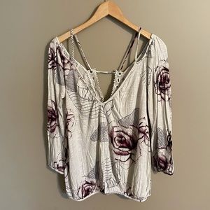 Free People Floral and Lace Blouse